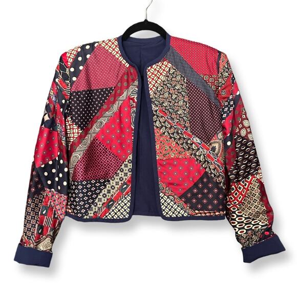 Vintage Cropped Reversible Quilted Tie Jacket - Picture 1 of 5